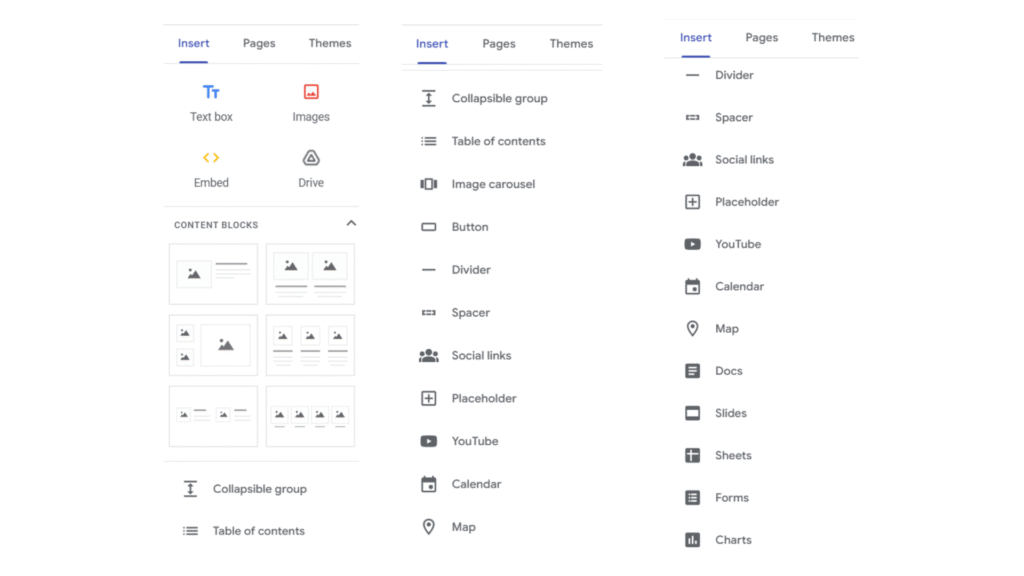 Insert elements to the website Insert elements to the website