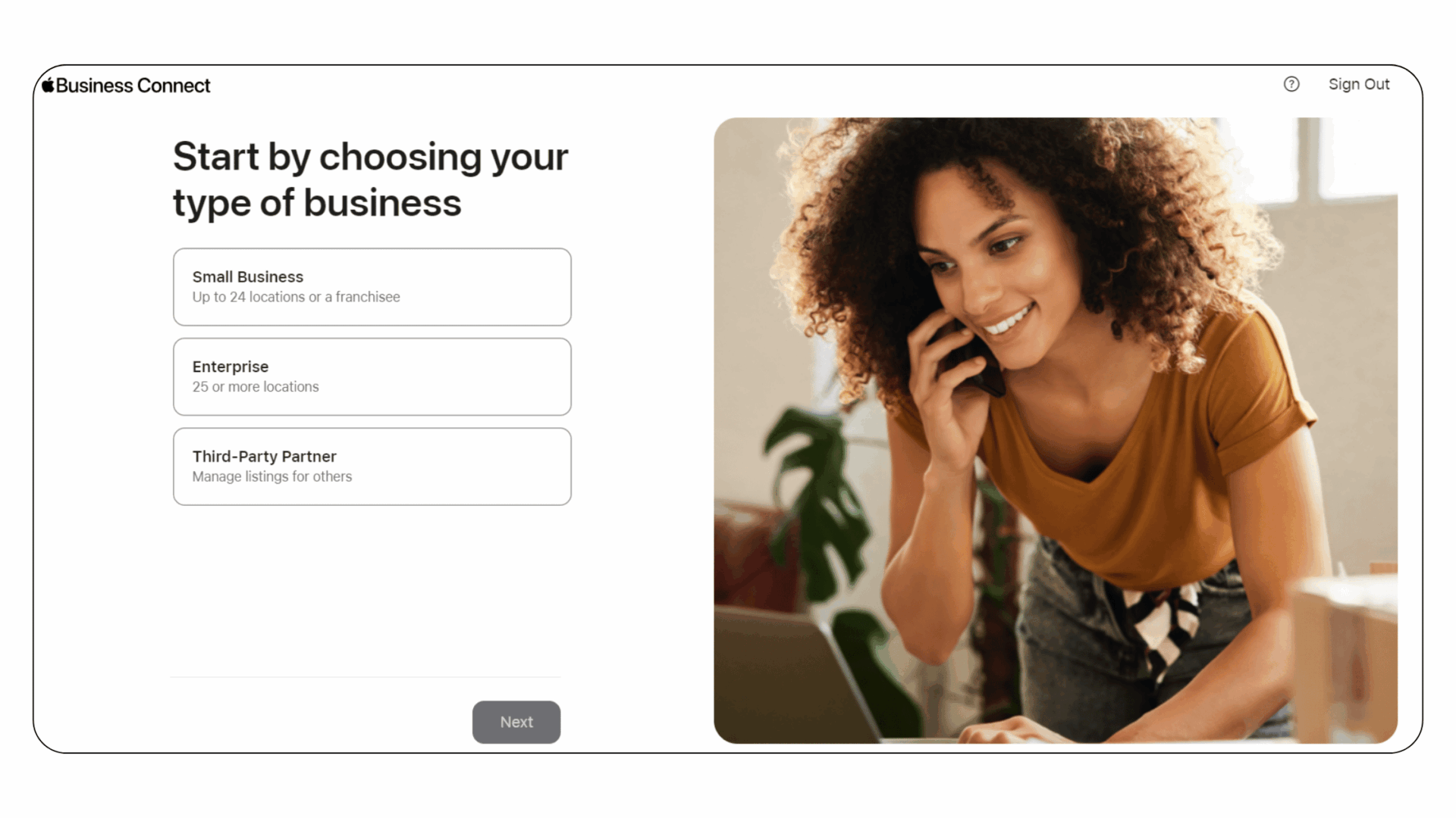 How To Add A Business To Apple - Select The Type Of Your Business 